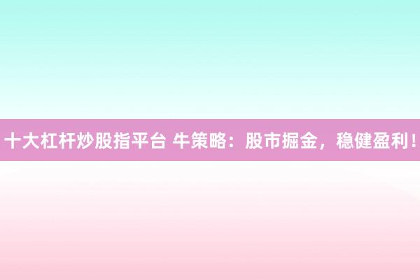 十大杠杆炒股指平台 牛策略：股市掘金，稳健盈利！