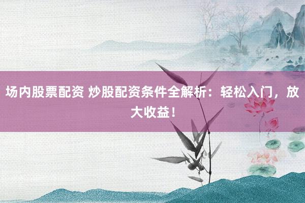 场内股票配资 炒股配资条件全解析：轻松入门，放大收益！