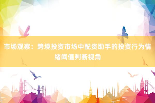 市场观察：跨境投资市场中配资助手的投资行为情绪阈值判断视角