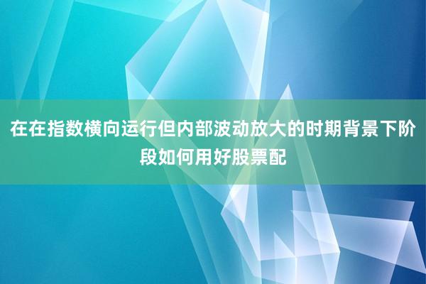 在在指数横向运行但内部波动放大的时期背景下阶段如何用好股票配