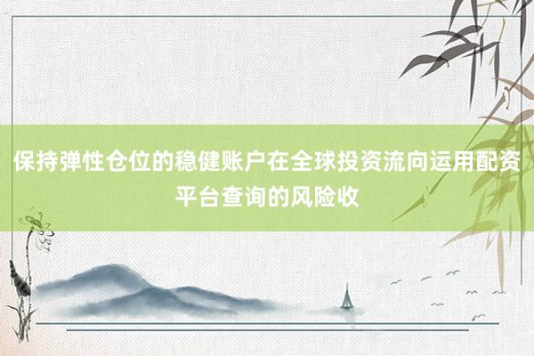 保持弹性仓位的稳健账户在全球投资流向运用配资平台查询的风险收