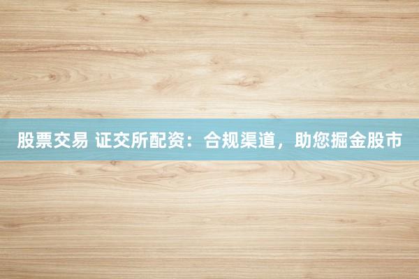 股票交易 证交所配资：合规渠道，助您掘金股市