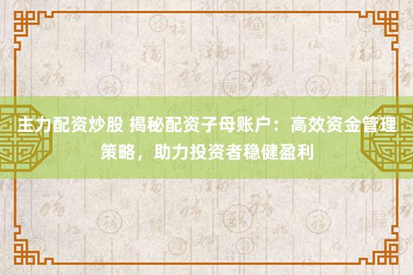 主力配资炒股 揭秘配资子母账户：高效资金管理策略，助力投资者稳健盈利