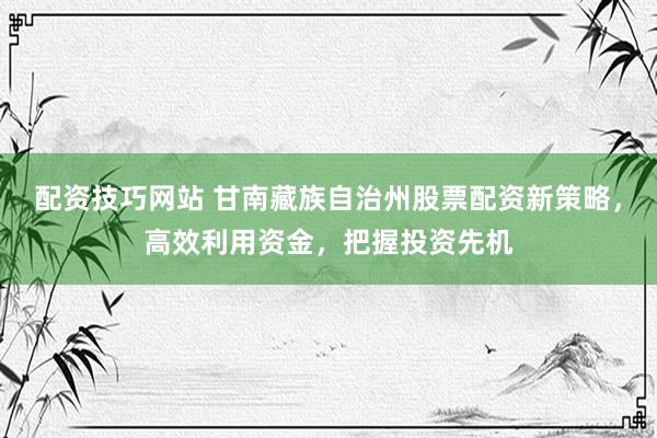 配资技巧网站 甘南藏族自治州股票配资新策略，高效利用资金，把握投资先机