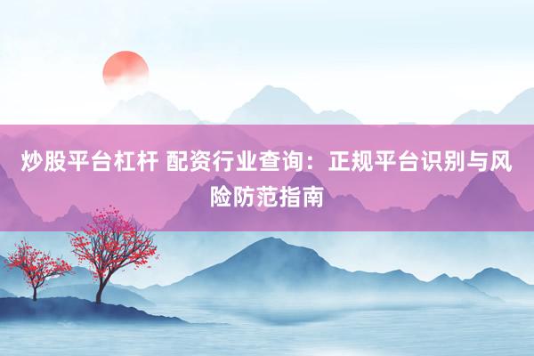 炒股平台杠杆 配资行业查询：正规平台识别与风险防范指南