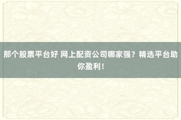 那个股票平台好 网上配资公司哪家强？精选平台助你盈利！